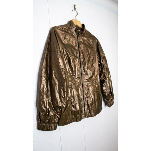 CARBON 38 Metallic Bronze Gold Crinkle Track Jacket Lace String Back NWT SMALL - Picture 6 of 14